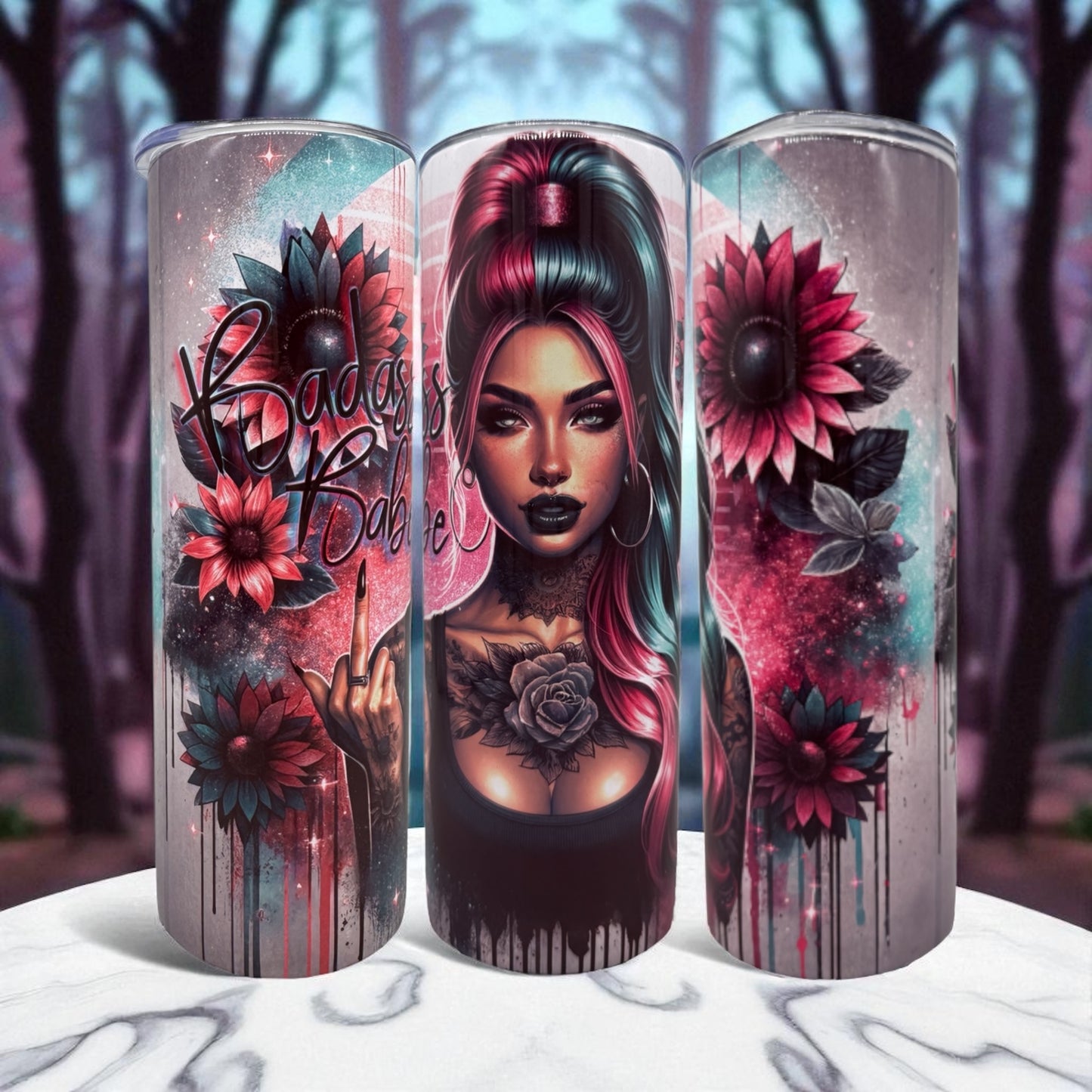 Edelstahl Tumbler Badass Babe 600ml doppelwandig isolierend von fks-design
