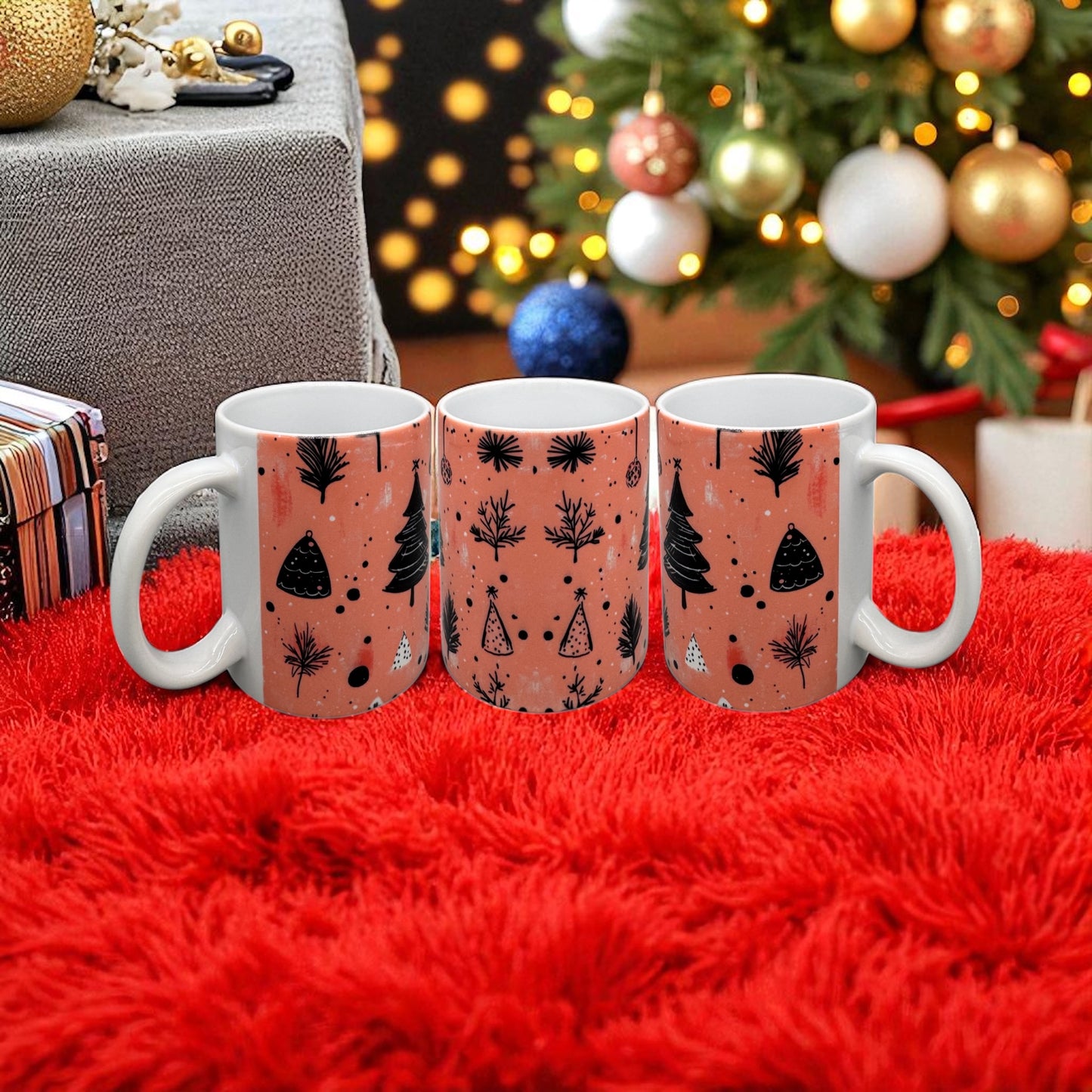 Weihnachtstasse Weihnachtsbäume festliche Keramiktasse 300ml von fks-design
