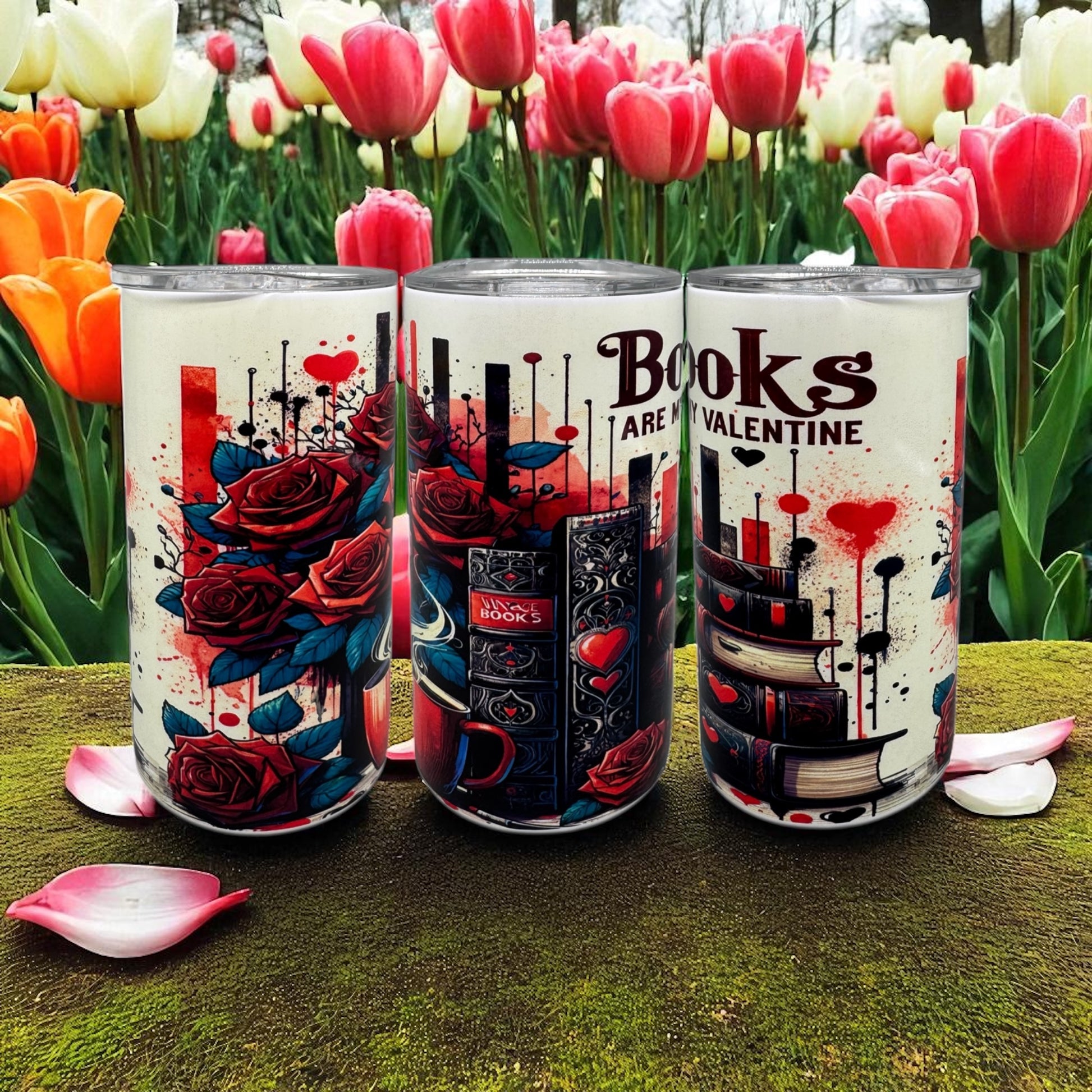 Edelstahl Thermo Trinkbecher Books Are My Valentine mit Trinkhalm 340ml von fks-design
