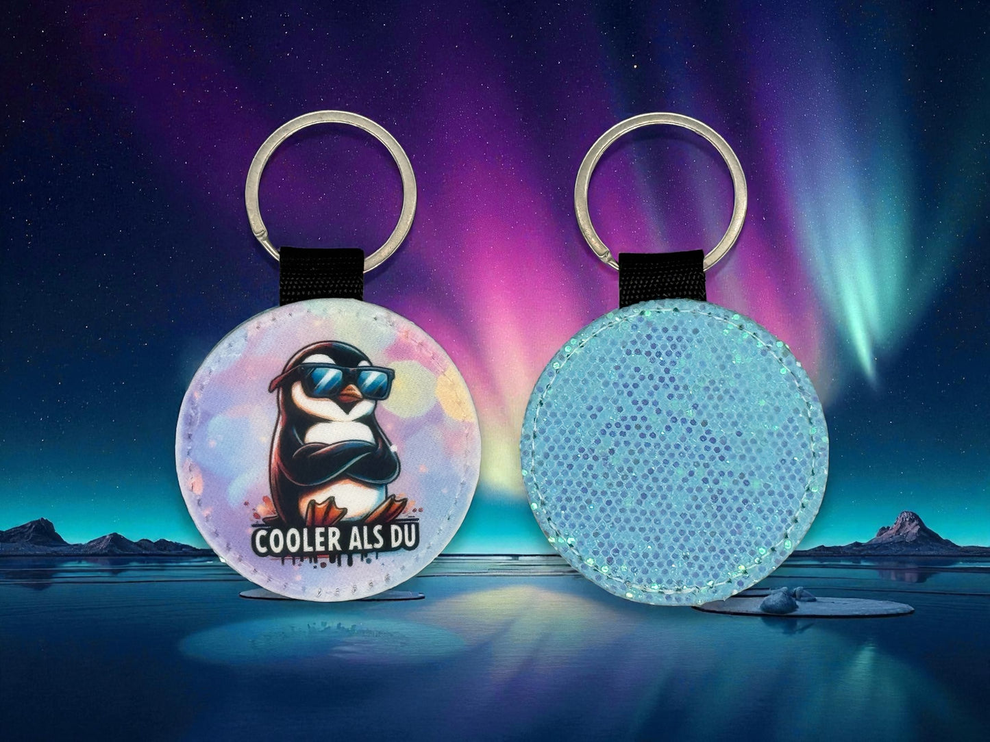 Schlüsselanhänger Pinguin Cooler Als Du Textil sublimiert glänzende Rückseite von fks-design
