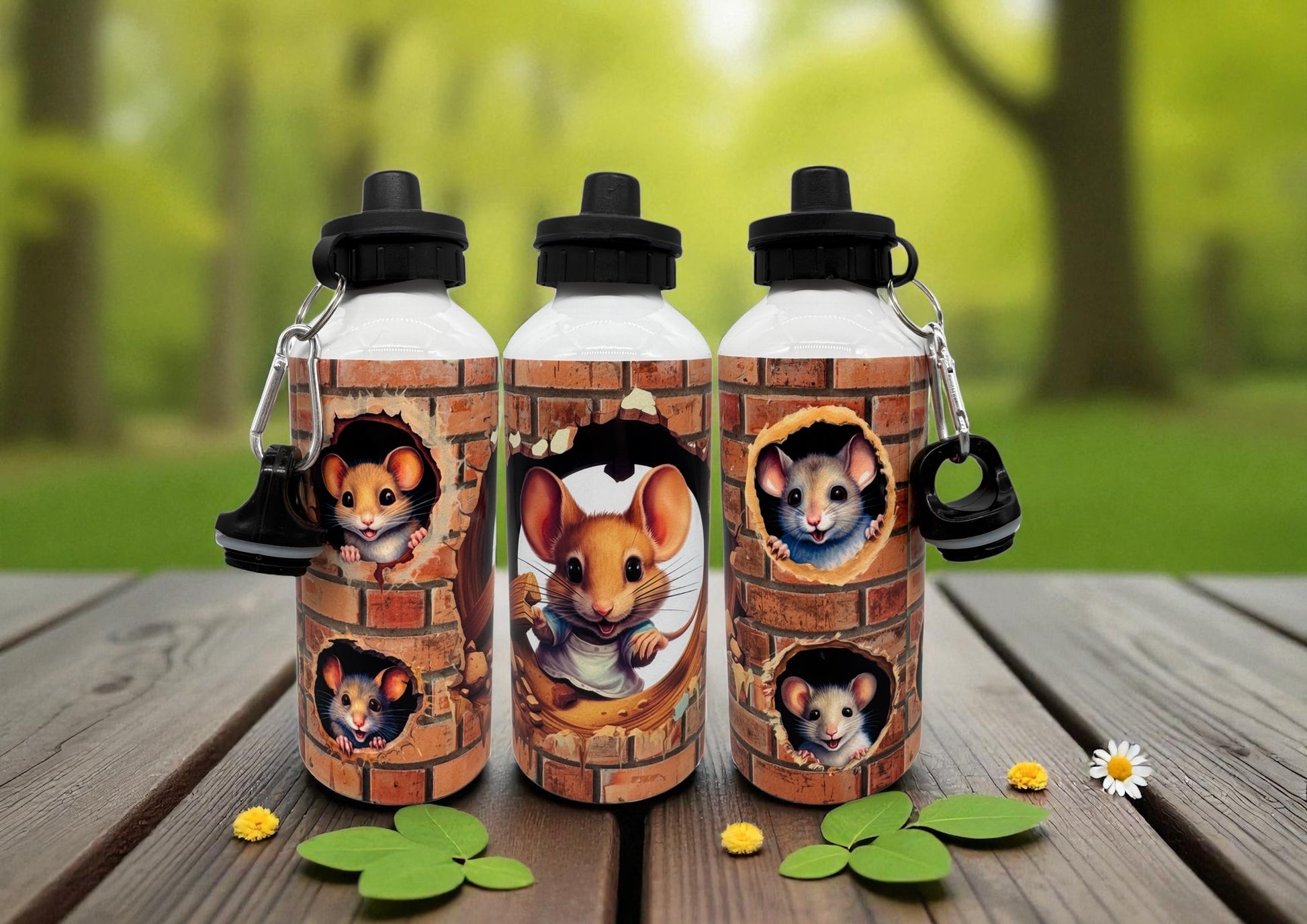 Alu Trinkflasche Ratten Gang 600ml mit 2 Verschlüssen - fks-design
