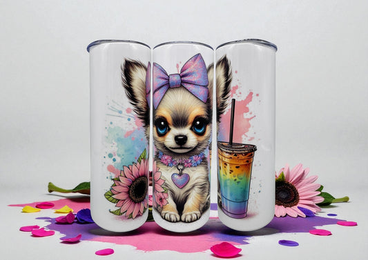 Edelstahl Tumbler Süßes Chihuahua Mädchen 600ml doppelwandig isolierend von fks-design
