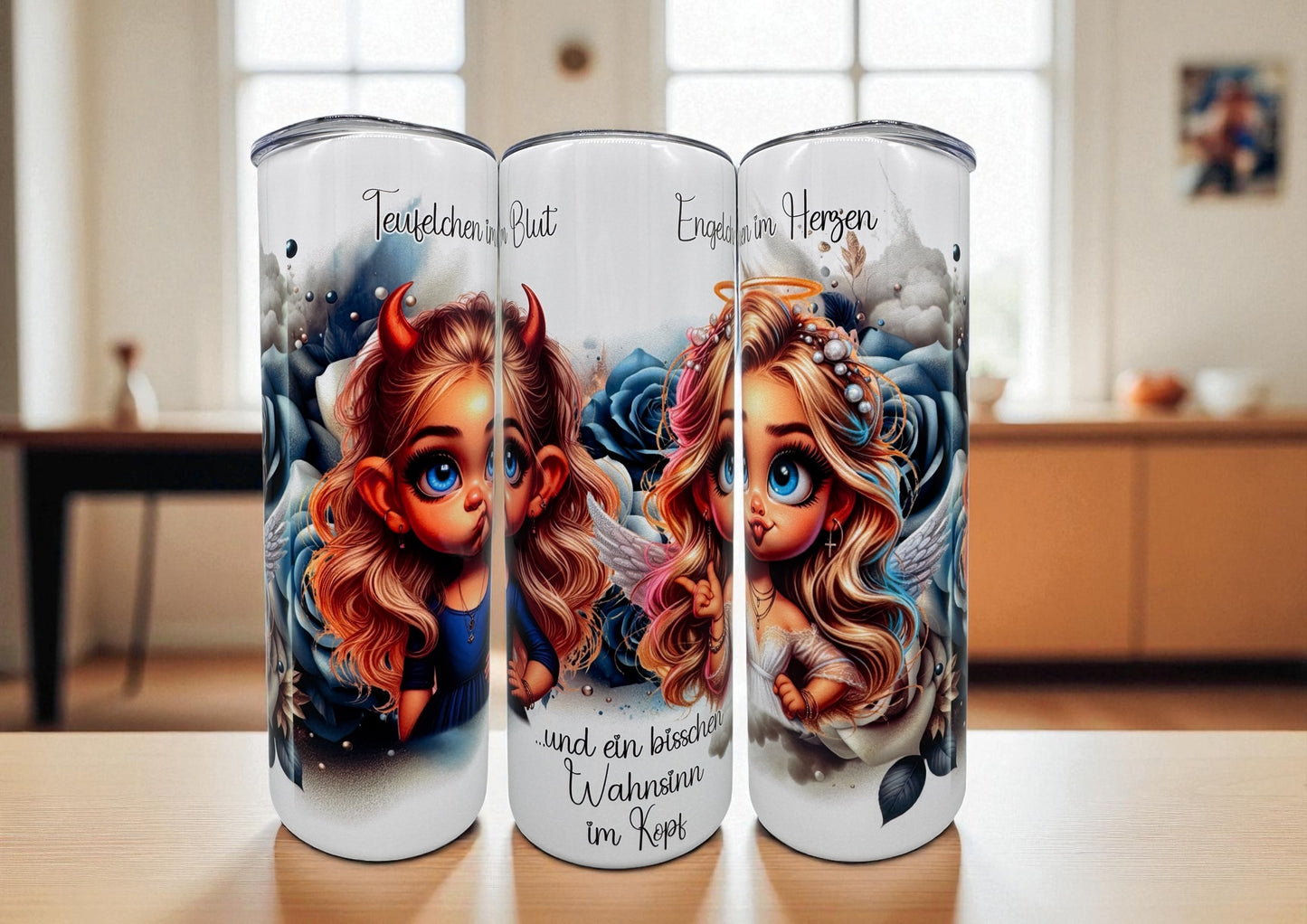 Edelstahl Tumbler Engelchen und Teufelchen 600ml doppelwandig isolierend von fks-design
