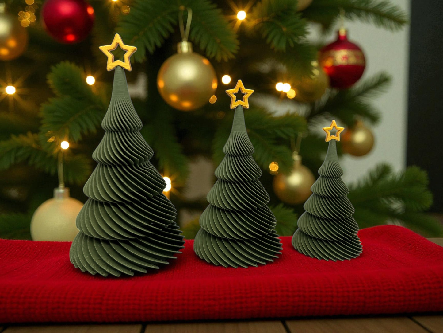 3D Druck Dekoration 3er Set " Spiral Weihnachtsbaum mit Stern "