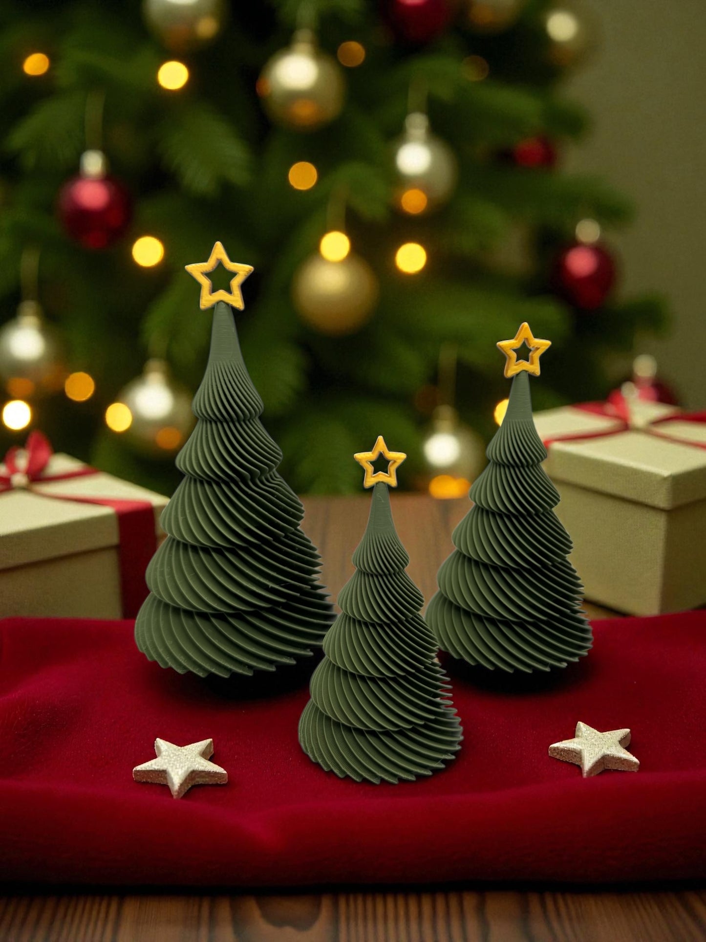 3D Druck Dekoration 3er Set " Spiral Weihnachtsbaum mit Stern "