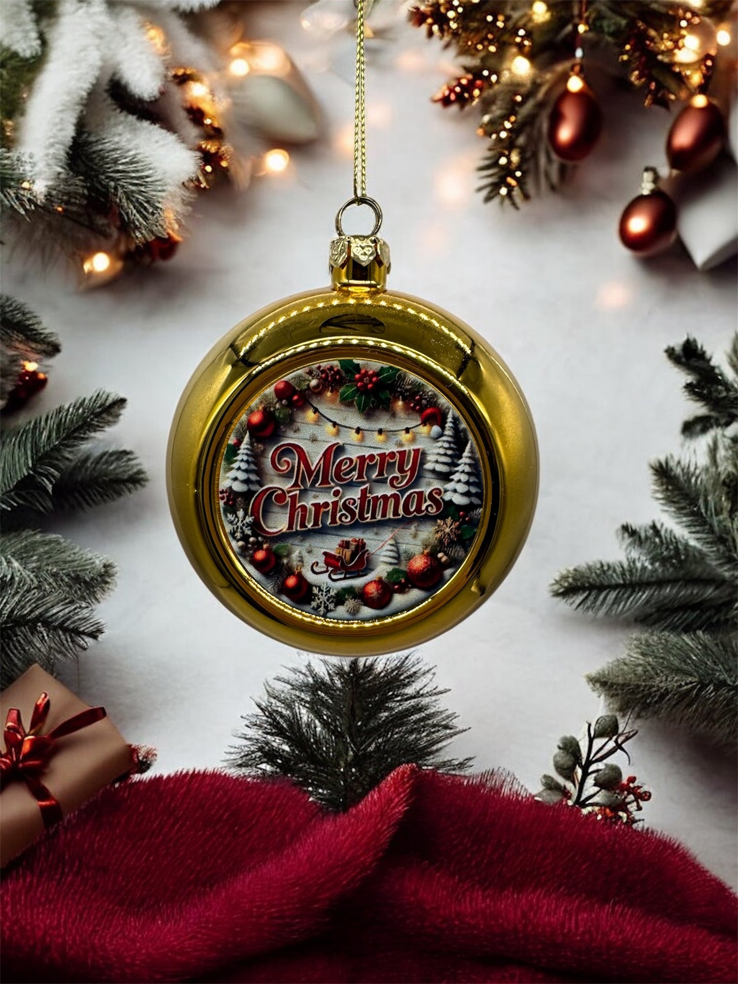 Kunststoff Weihnachtskugel " Merry Christmas"!
