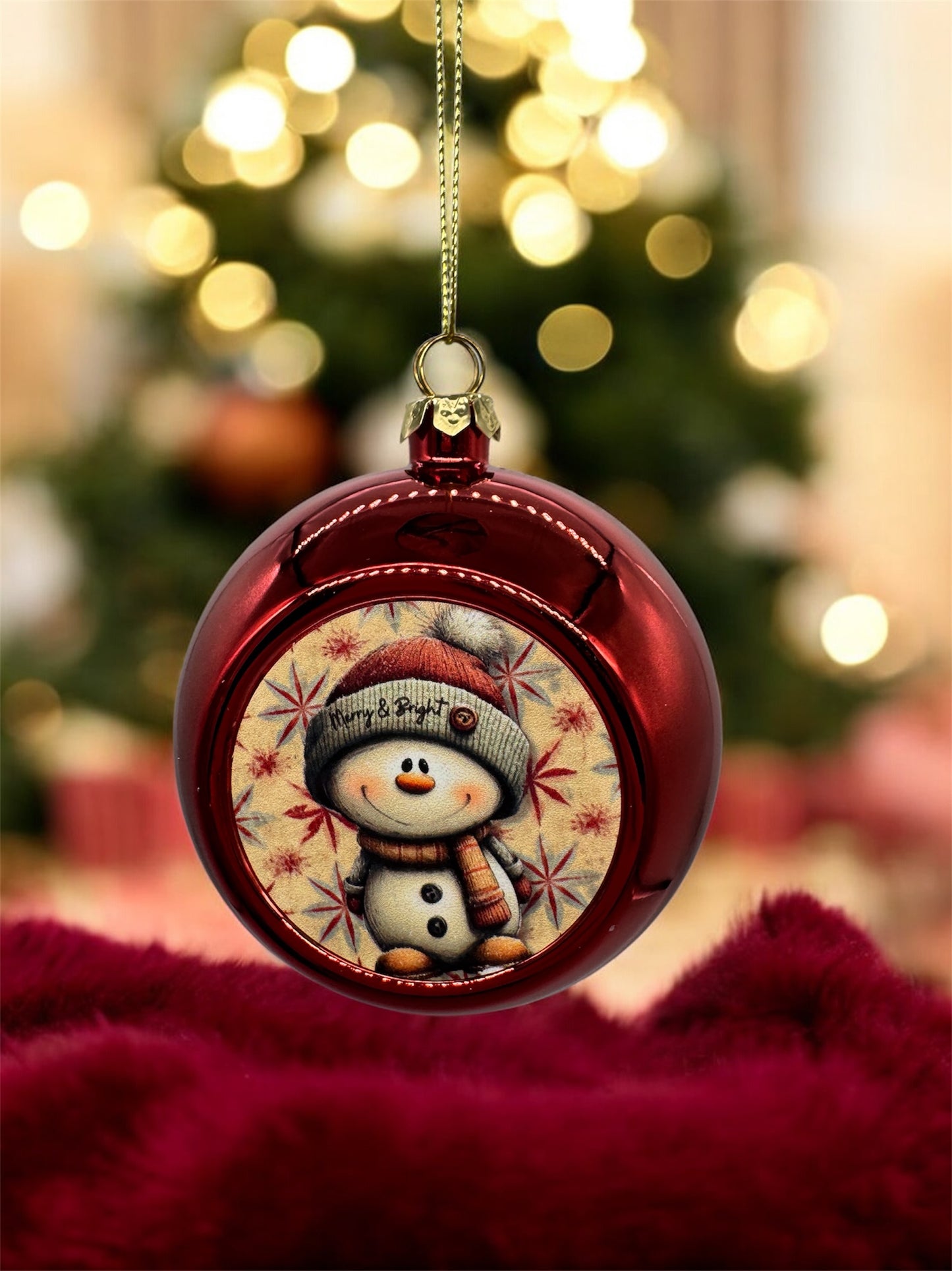 Kunststoff Weihnachtskugel " Kuscheliger Schneemann "!