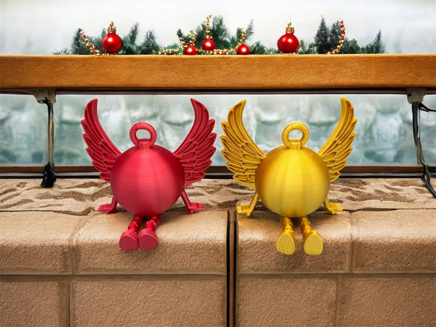 3D Druck Dekoration " Weihnachtskugel mit Flügel und beweglichen Beinen "
