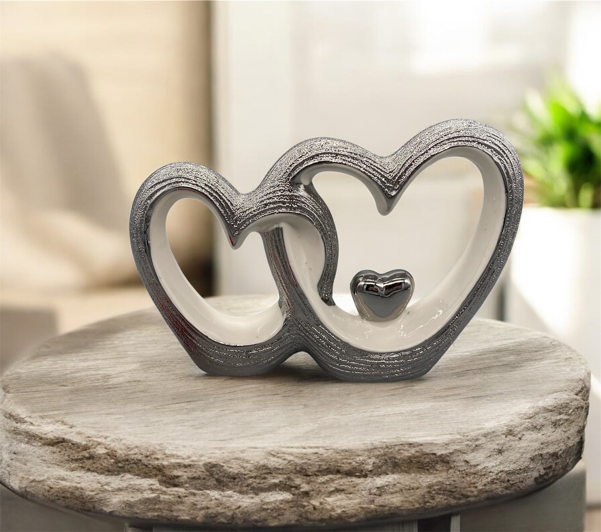 Gilde Skulptur Herzpaar mit Herz - Dekoration romantisch - fks-design
