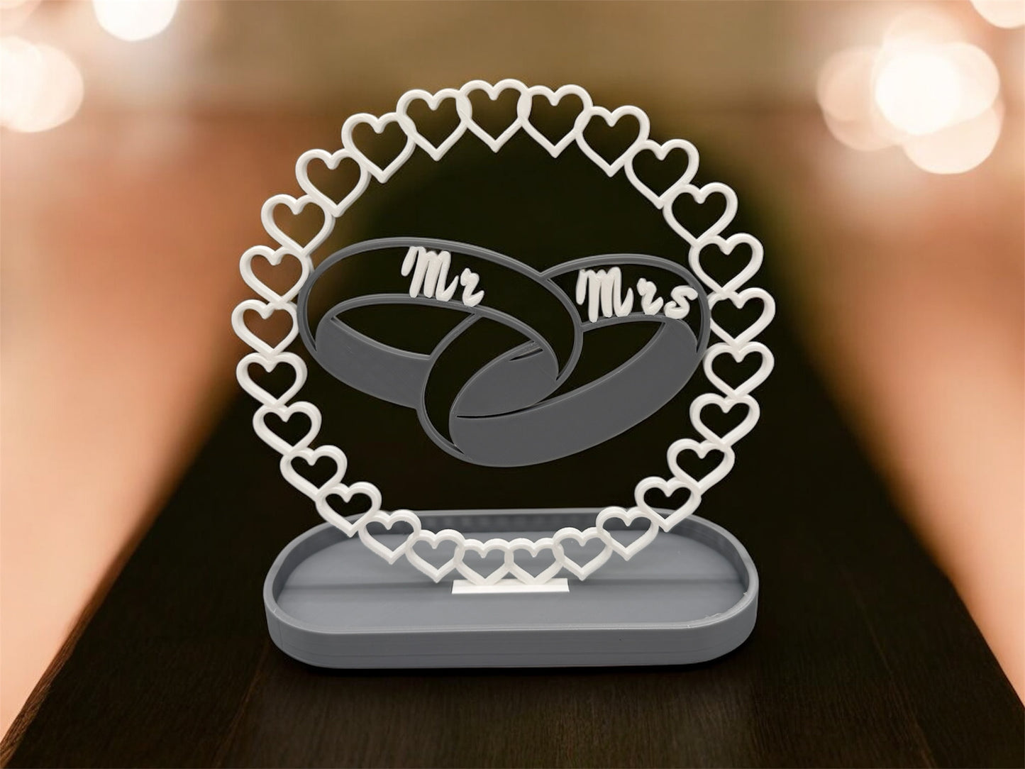 3D-Druck Dekoration Mr. & Mrs. mit Tablet von fks-design - Hochzeit Deko Silber/Weiß

