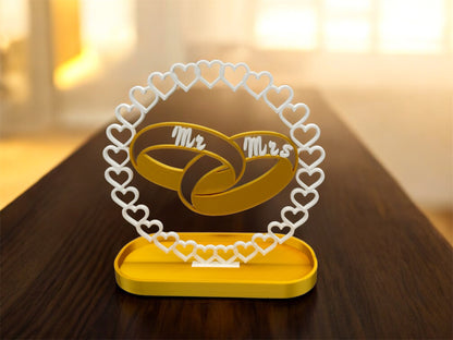 3D-Druck Dekoration Mr. & Mrs. mit Tablet von fks-design - Hochzeit Deko Gold/Weiß

