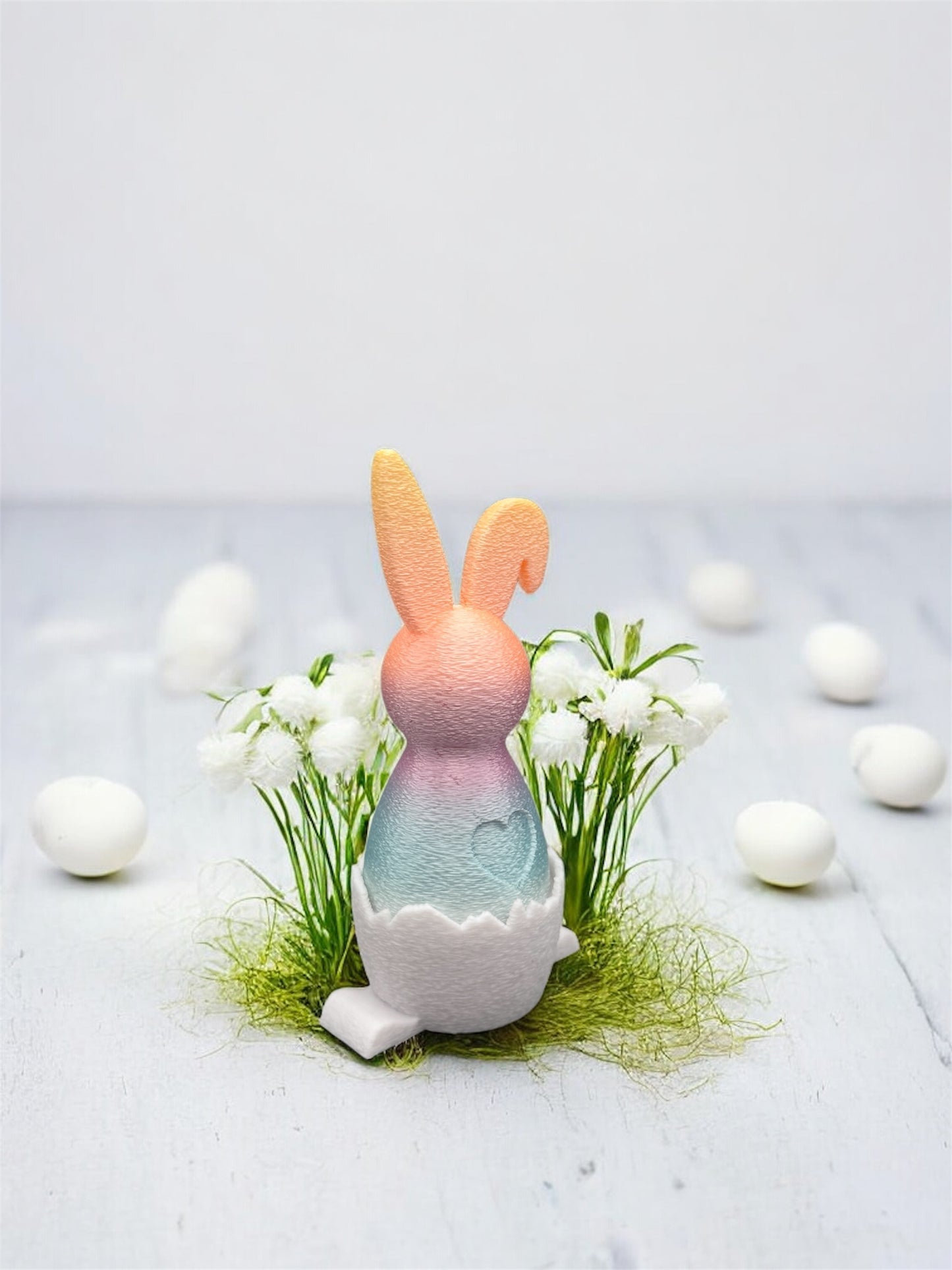 3D Druck Hase in der Eierschale – Seitenansicht stehende Ohren von fks-design
