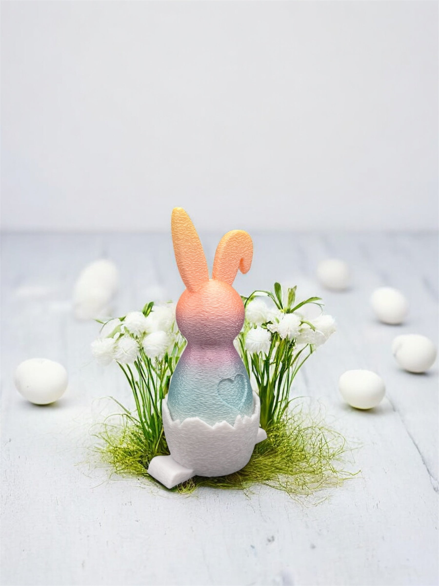 3D Druck Hase in der Eierschale – Seitenansicht stehende Ohren von fks-design
