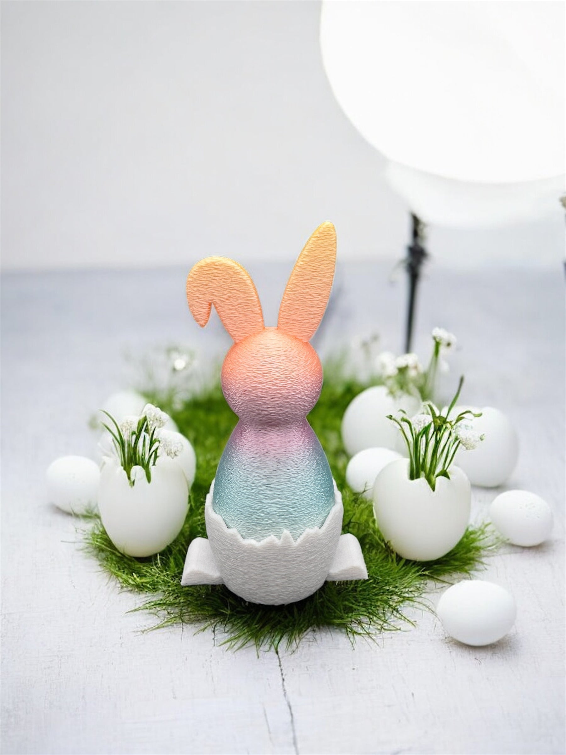 3D Druck Hase in der Eierschale – Frontansicht mit Herz-Symbol von fks-design
