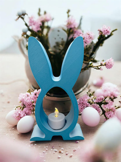 3D Druck Hasen Silhouette Teelichthalter – Detailansicht Lichtschein durch Silhouette von fks-design
