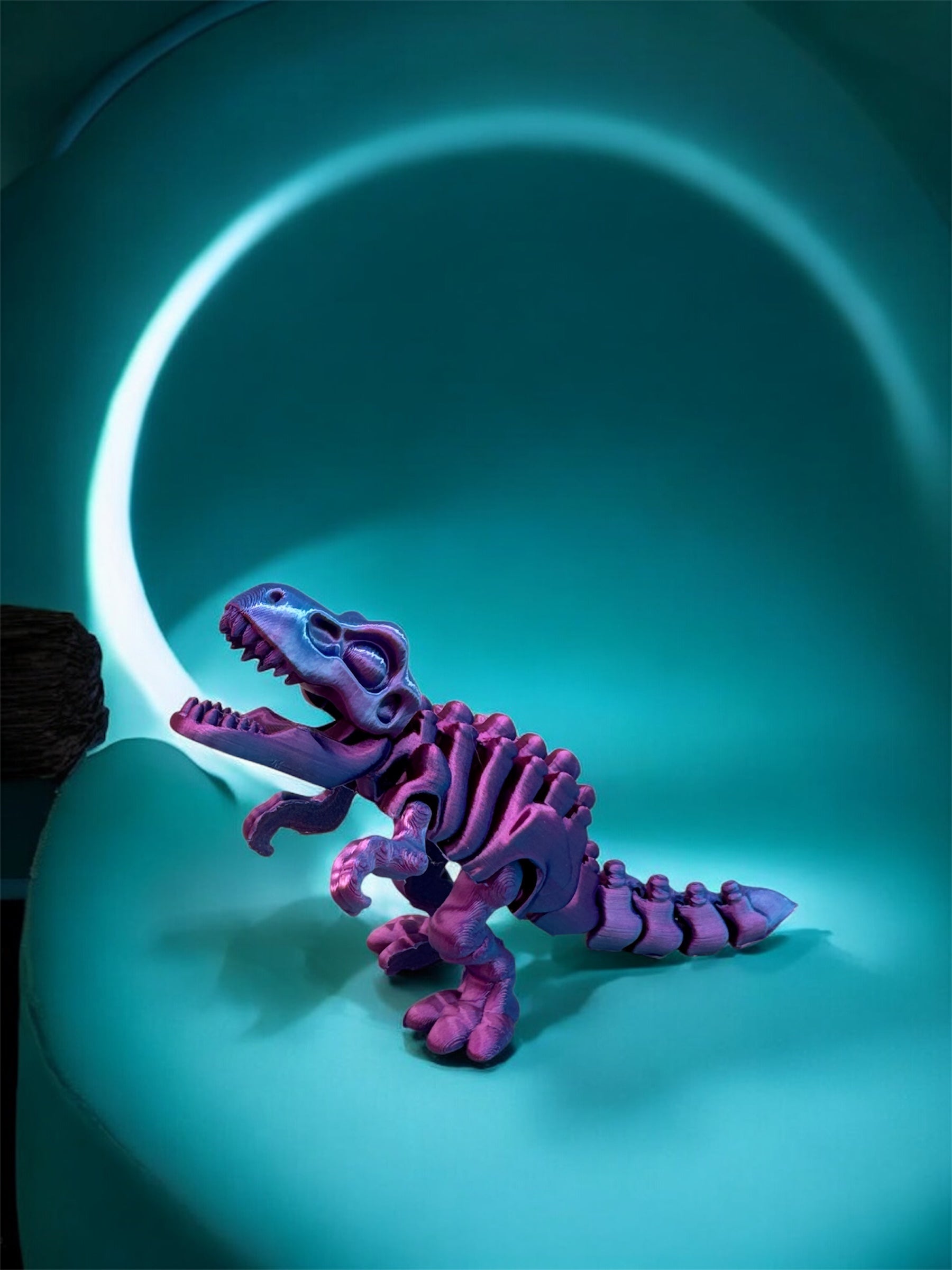 Flexi T-Rex 3D Druck Blau-Lila Silk PLA beweglich 15cm Dinosaurier - fks-design
