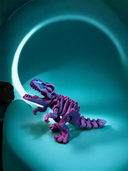 Flexi T-Rex 3D Druck Blau-Lila Silk PLA beweglich 15cm Dinosaurier - fks-design
