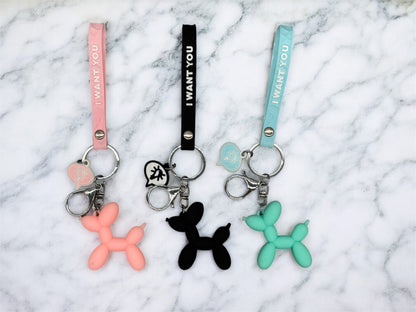 Schlüsselanhänger Balloon Dog Silikon in Rosa Mint und Schwarz Pop-Art von fks-design
