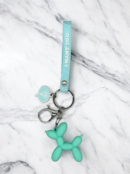 Schlüsselanhänger Balloon Dog Silikon Mint mit Karabiner und Schlüsselband von fks-design
