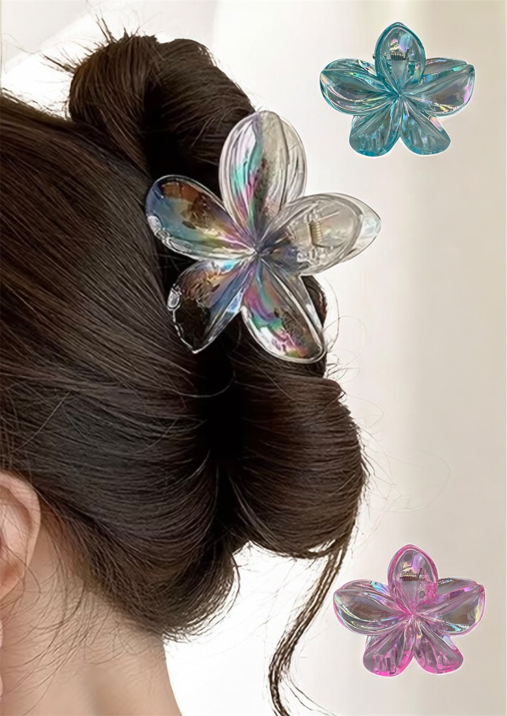Blüten-Haarklammer Crystal Bloom – Übersicht aller Farben, transparent & federleicht von fks-design
