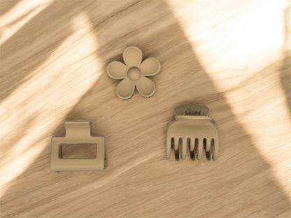 3er Set Soft Touch Haarklammern – Farbe Beige, matt & leicht von fks-design
