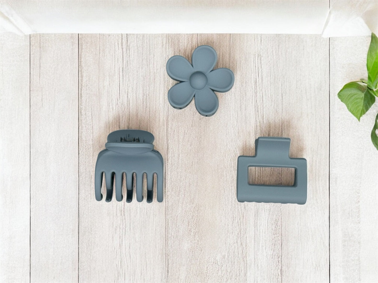 3er Set Soft Touch Haarklammern – Farbe Blau, Soft-Touch-Finish von fks-design
