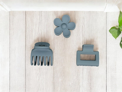 3er Set Soft Touch Haarklammern – Farbe Blau, Soft-Touch-Finish von fks-design
