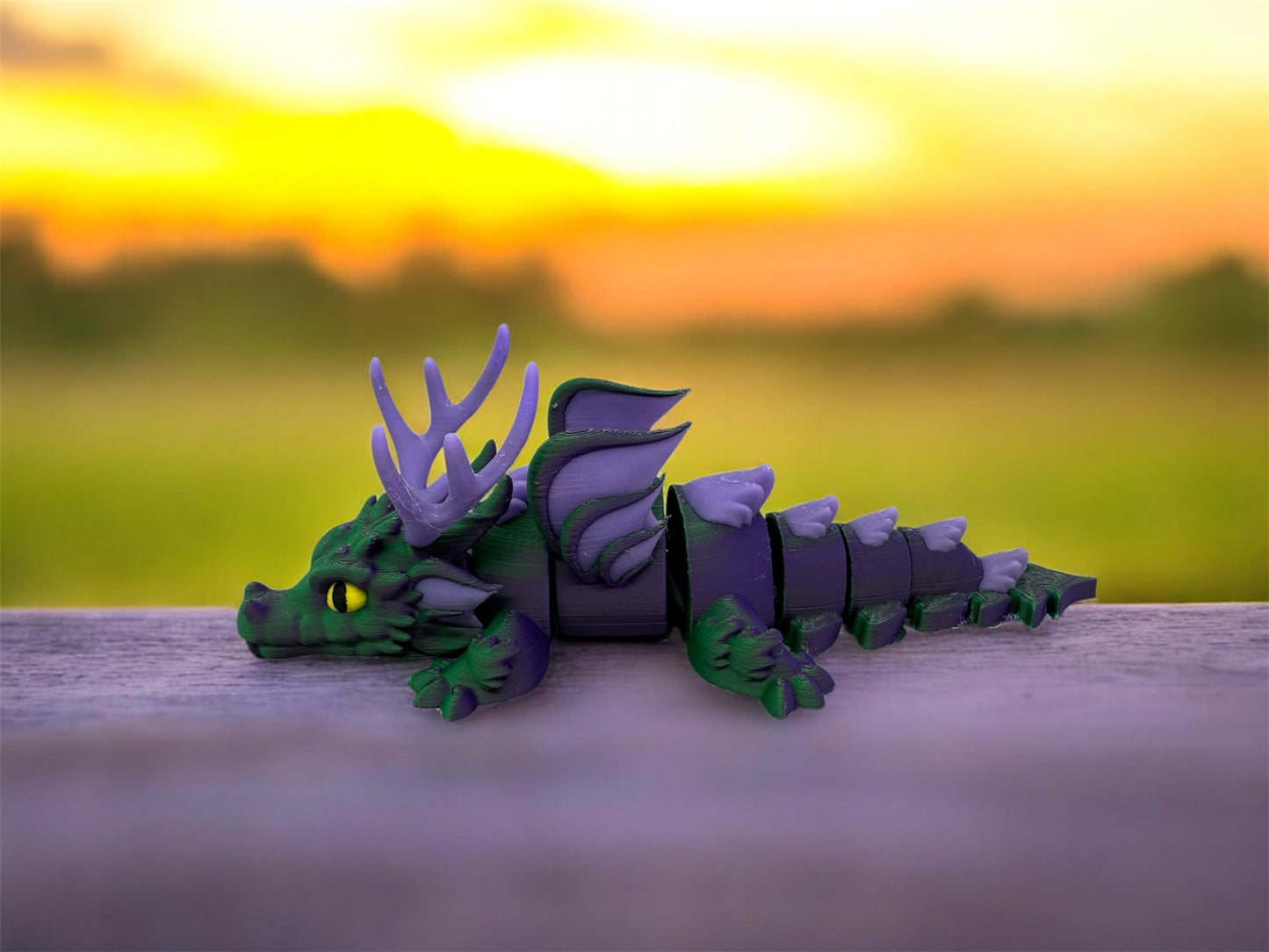 Flexi Hirschdrache Detailansicht Geweih Flügel 3D-Druck Fidget Toy - fks-design
