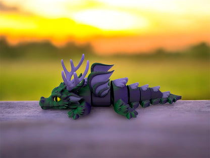 Flexi Hirschdrache Detailansicht Geweih Flügel 3D-Druck Fidget Toy - fks-design
