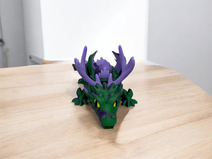 Flexi Hirschdrache Seitenansicht 3D gedruckt PLA bewegliche Glieder - fks-design
