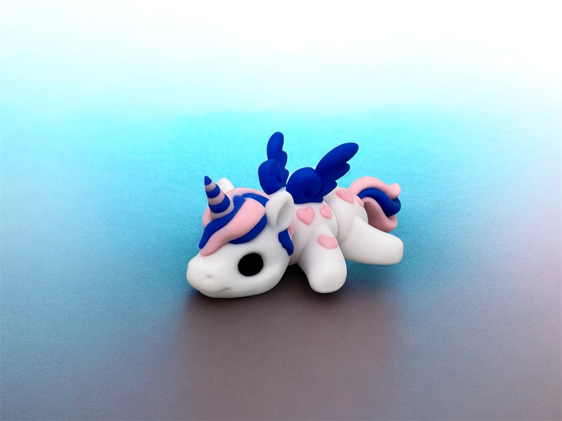 Flexi Herz Einhorn Seitenansicht 3D gedruckt PLA Fantasy Deko - fks-design
