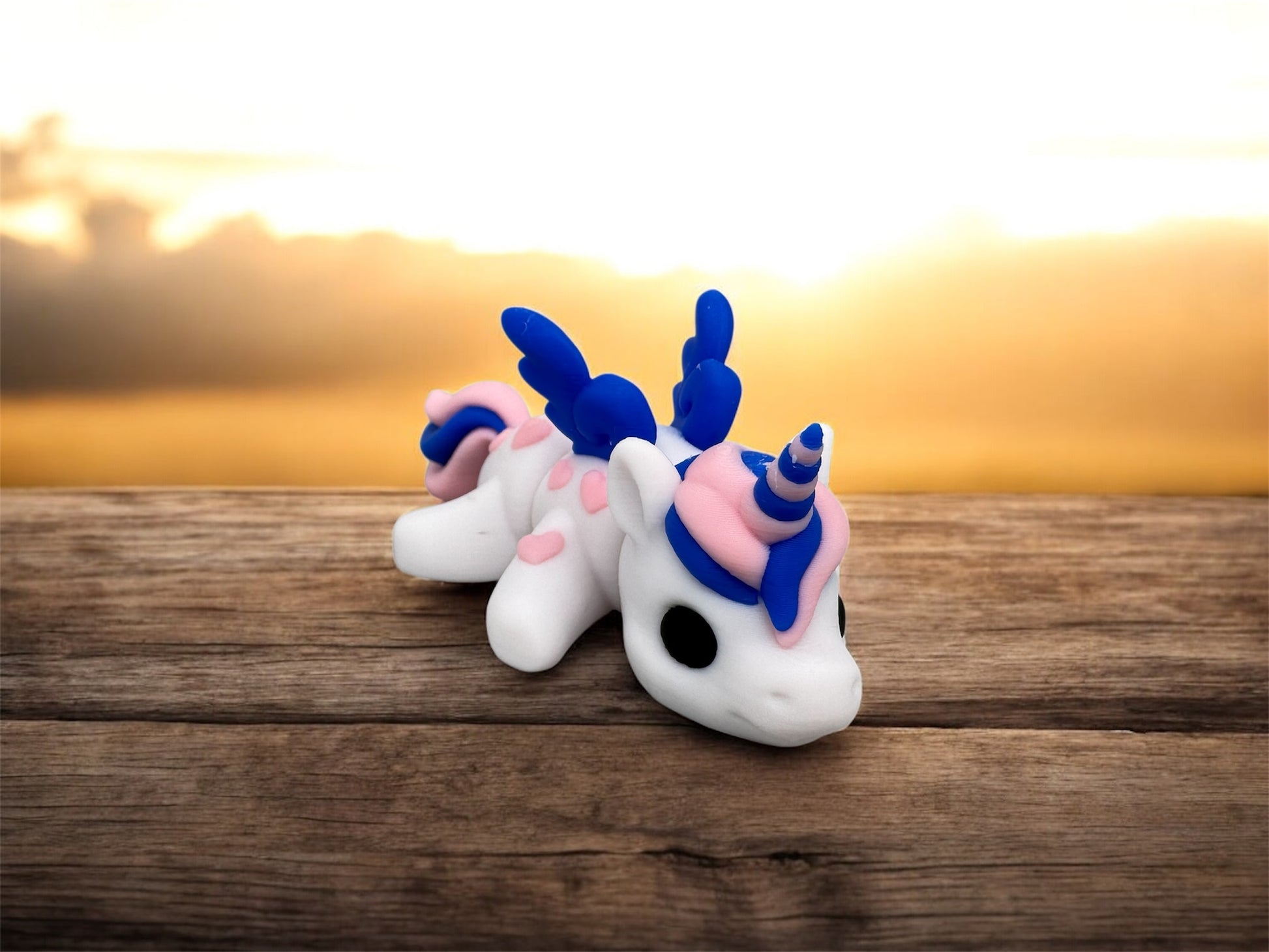 Flexi Herz-Einhorn 3D-Druck Seitenansicht beweglich
