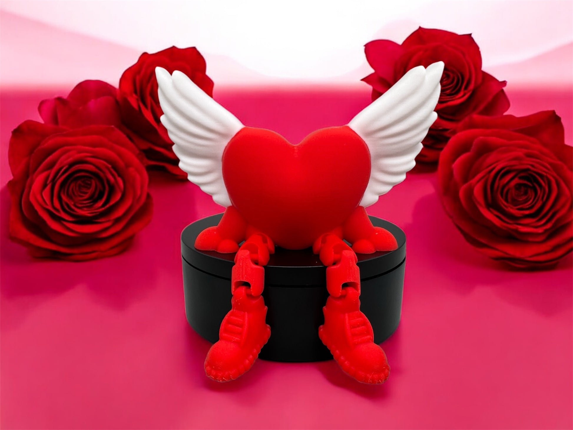 3D-Druck Flying Heart von fks-design - Herz Kantenhocker mit Flügeln Valentinstag Deko
