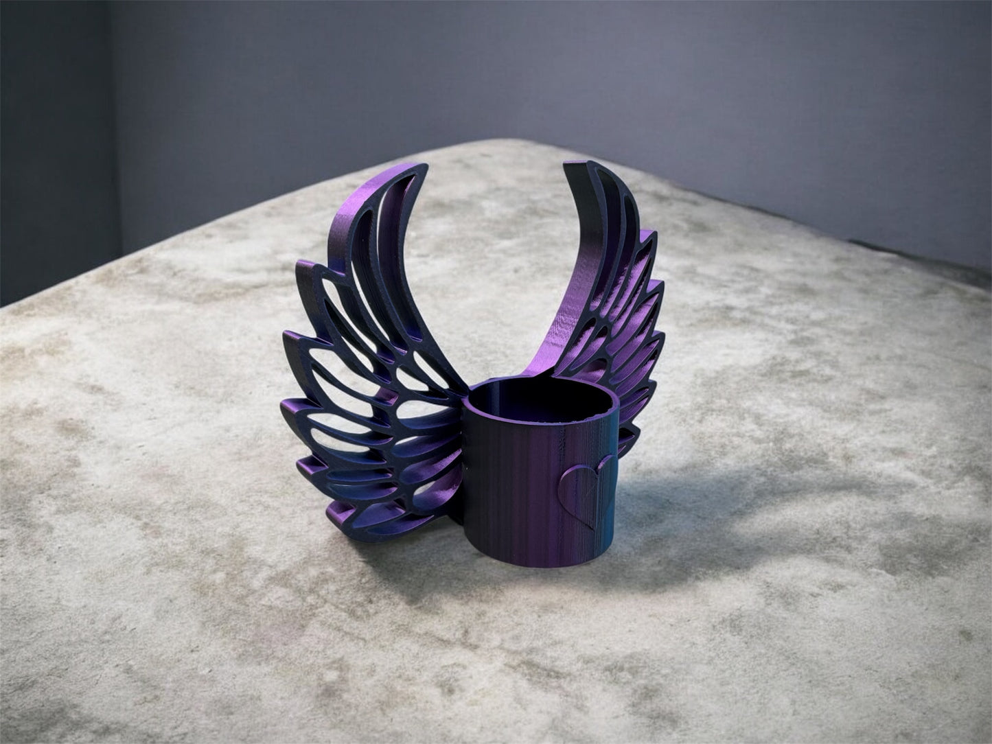 LED Teelichthalter Engelsflügel fks-design - Seitenansicht Silk PLA Farbverlauf
