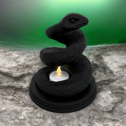 LED Teelichthalter Schlange Dark Guardian von fks-design - 3D Druck Schwarz mystische Deko
