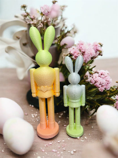 3D Druck Hasen Nussknackerstil 2er Set Variante strukturiert in Pastell – Osterdeko von fks-design

