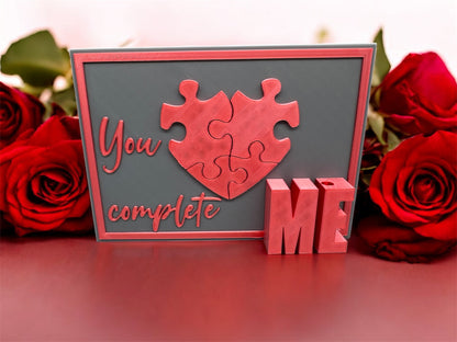 3D-Druck Postkarte You Complete Me von fks-design - romantische Grußkarte Valentinstag
