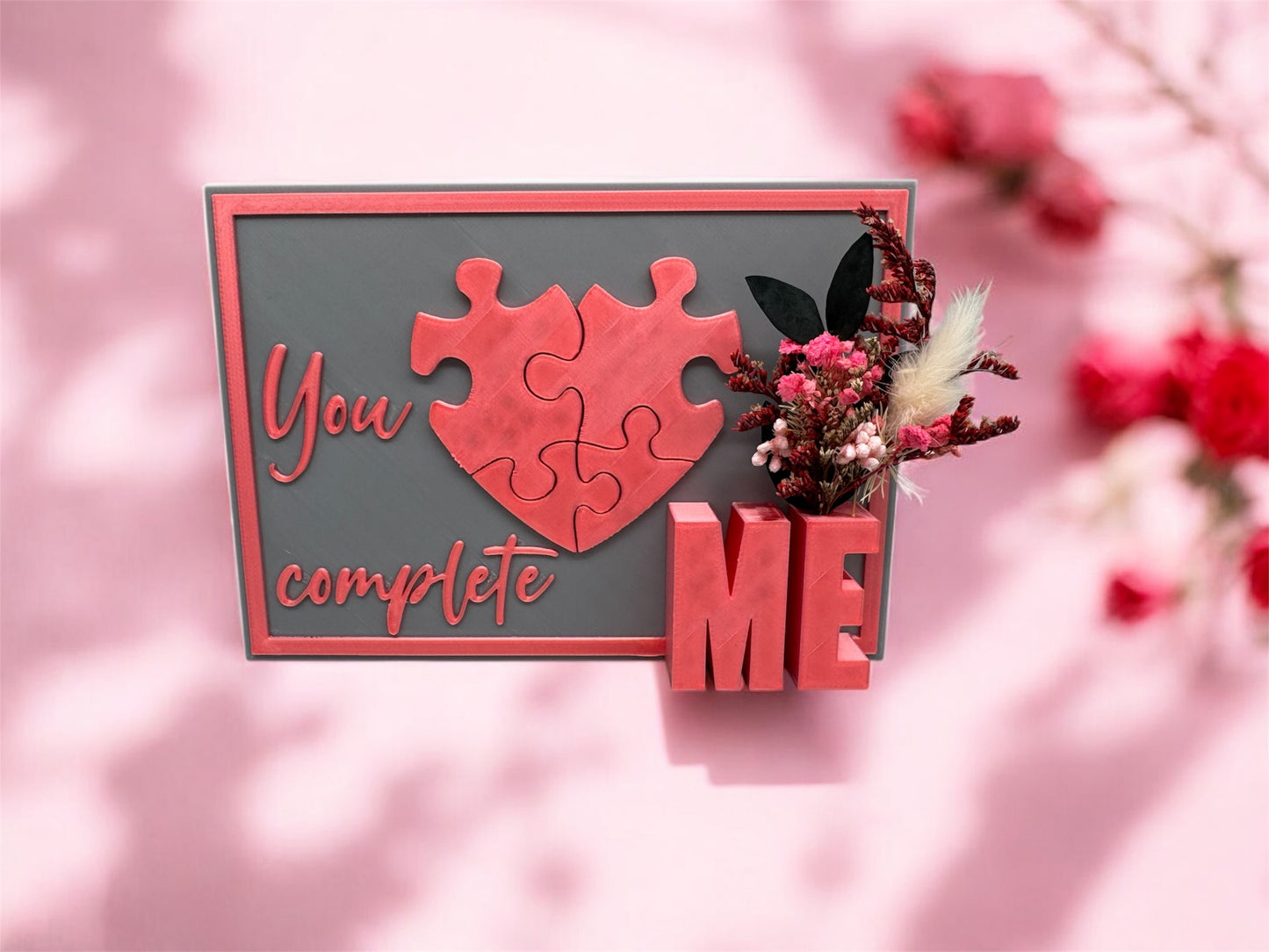 3D-Druck Postkarte You Complete Me von fks-design - liebevolle Grußkarte für Valentinstag & Hochzeit
