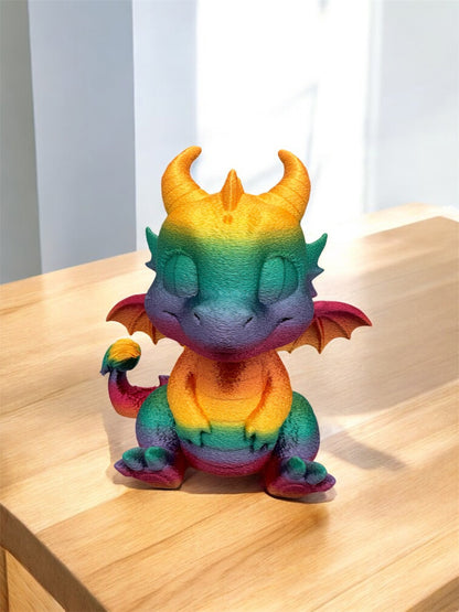 Stiftehalter Drache 3D-Druck Silk-PLA Regenbogen-Farbverlauf Vorderansicht von fks-design
