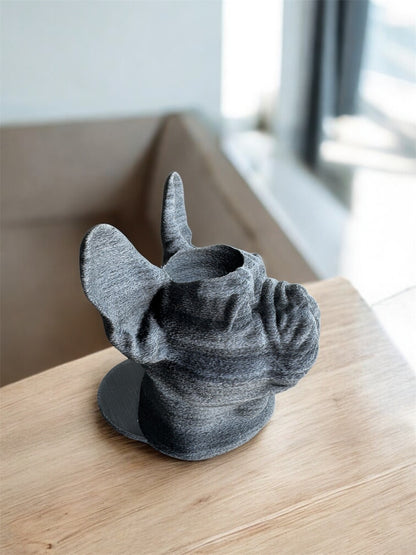 Stiftehalter Bulldogge 3D-Druck Silk-PLA Two-Tone Schwarz-Weiß Seitenansicht von fks-design
