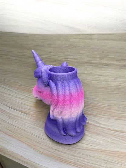 Stiftehalter Einhorn 3D-Druck Silk-PLA Detailansicht Glanzeffekt von fks-design
