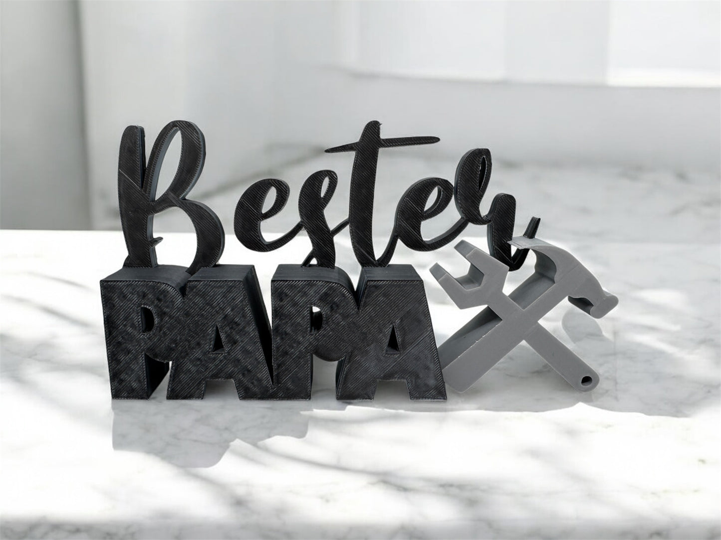 3D-Druck Aufsteller Bester Papa von fks-design - Vatertag Geschenk Deko mit Werkzeug-Motiv
