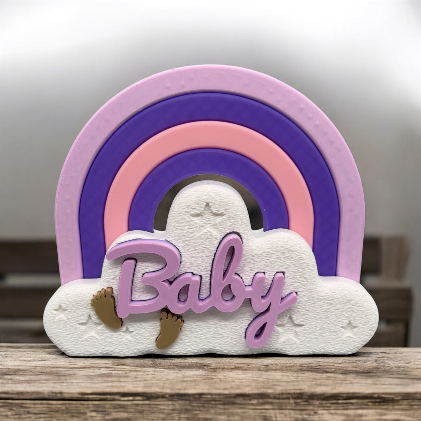 3D Druck Aufsteller Babywolke in Lila und Rosa – Kinderzimmer Deko von fks-design
