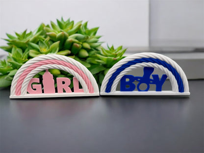 3D Druck Aufsteller Boy und Girl in Rosa und Blau – Babydeko von fks-design
