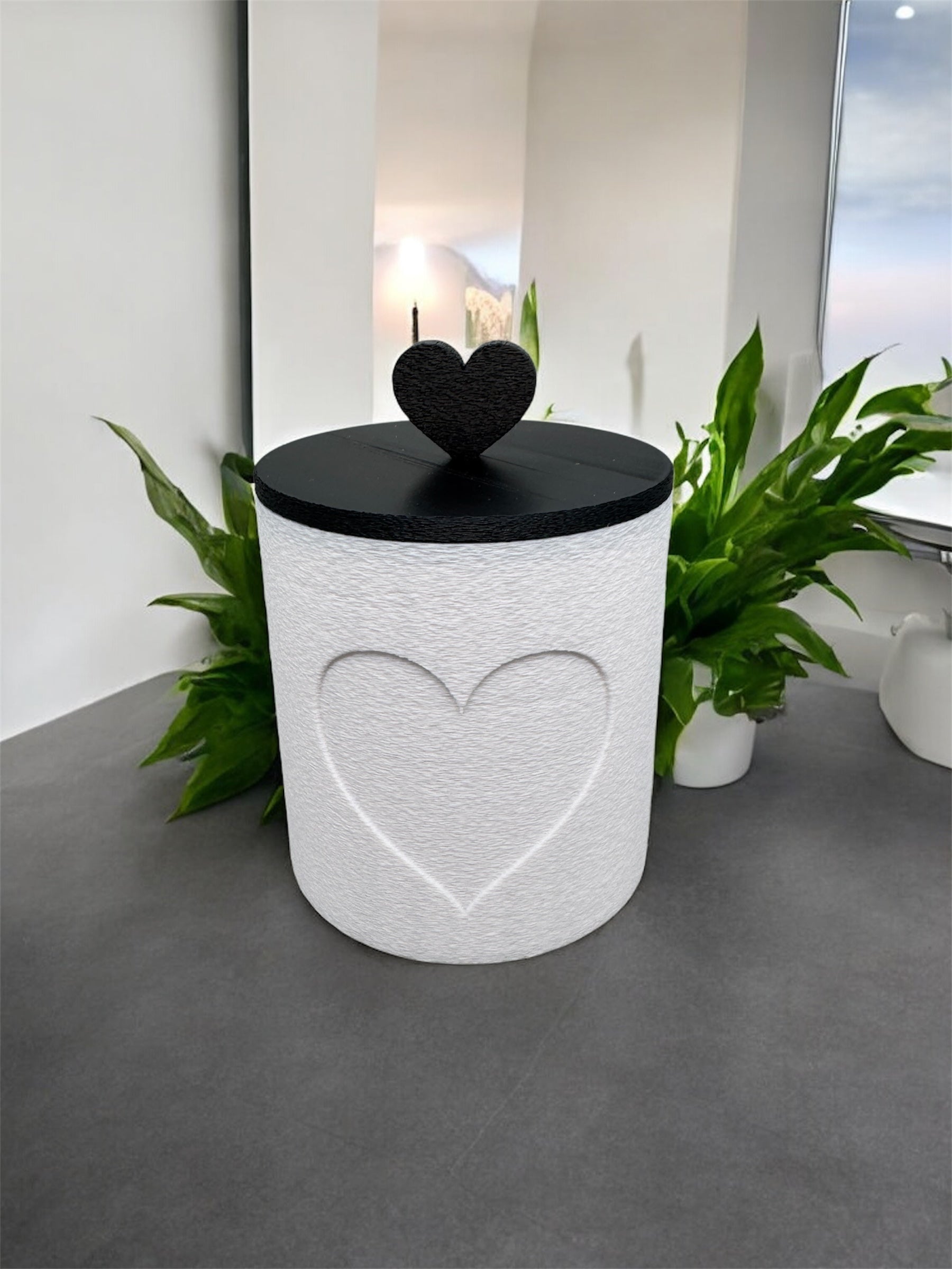 3D-Druck Große Herz Dose mit Deckel Weiß/Schwarz von fks-design - romantische Aufbewahrung
