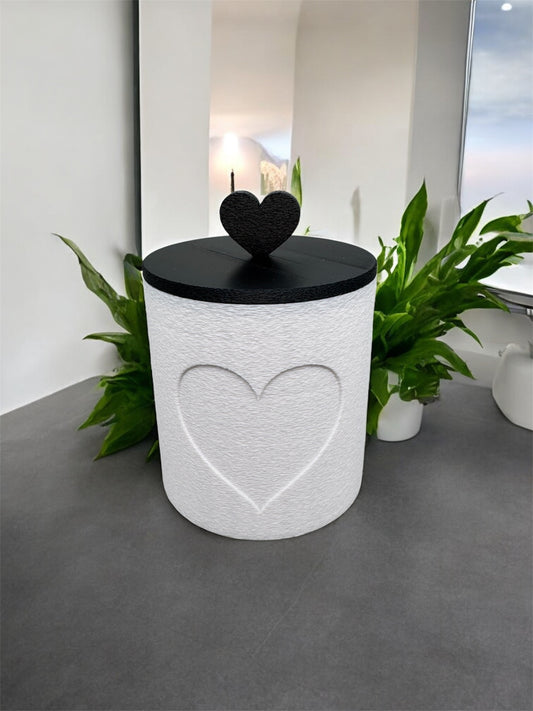 3D-Druck Große Herz Dose mit Deckel Weiß/Schwarz von fks-design - romantische Aufbewahrung
