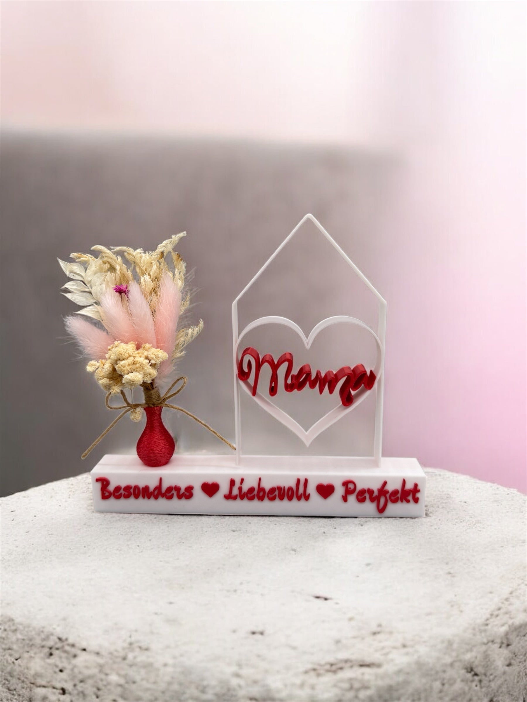 3D-Druck Aufsteller Mama mit Trockenblumen von fks-design - Muttertag Geschenk Deko
