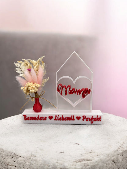 3D-Druck Aufsteller Mama mit Trockenblumen von fks-design - Muttertag Geschenk Deko
