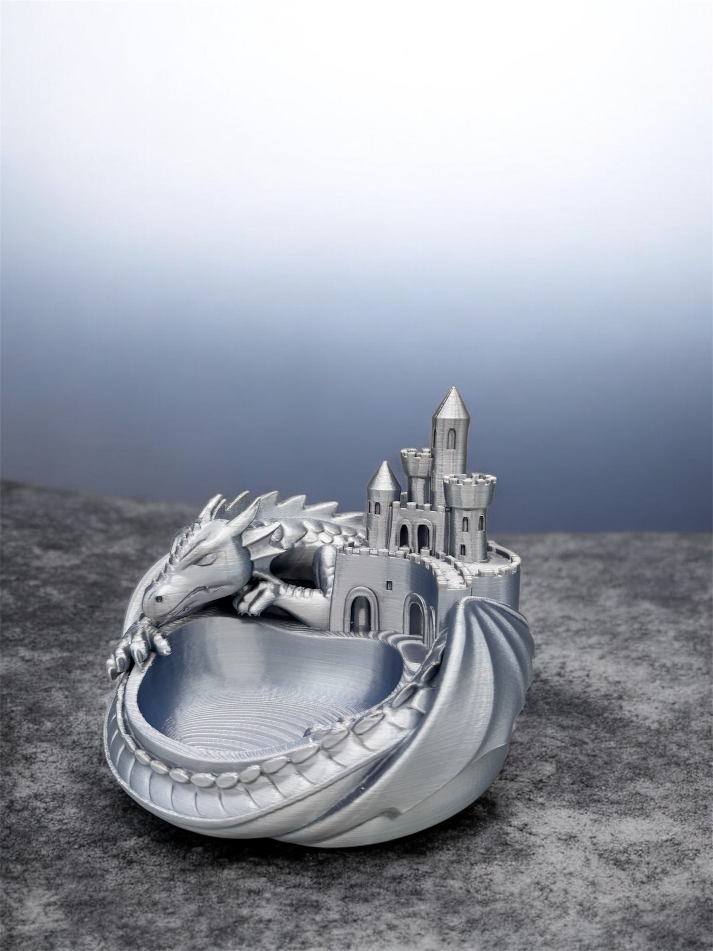 3D-Druck Drachenburg Ablage von fks-design - detailreiche Burg mit Drachen Aufbewahrung
