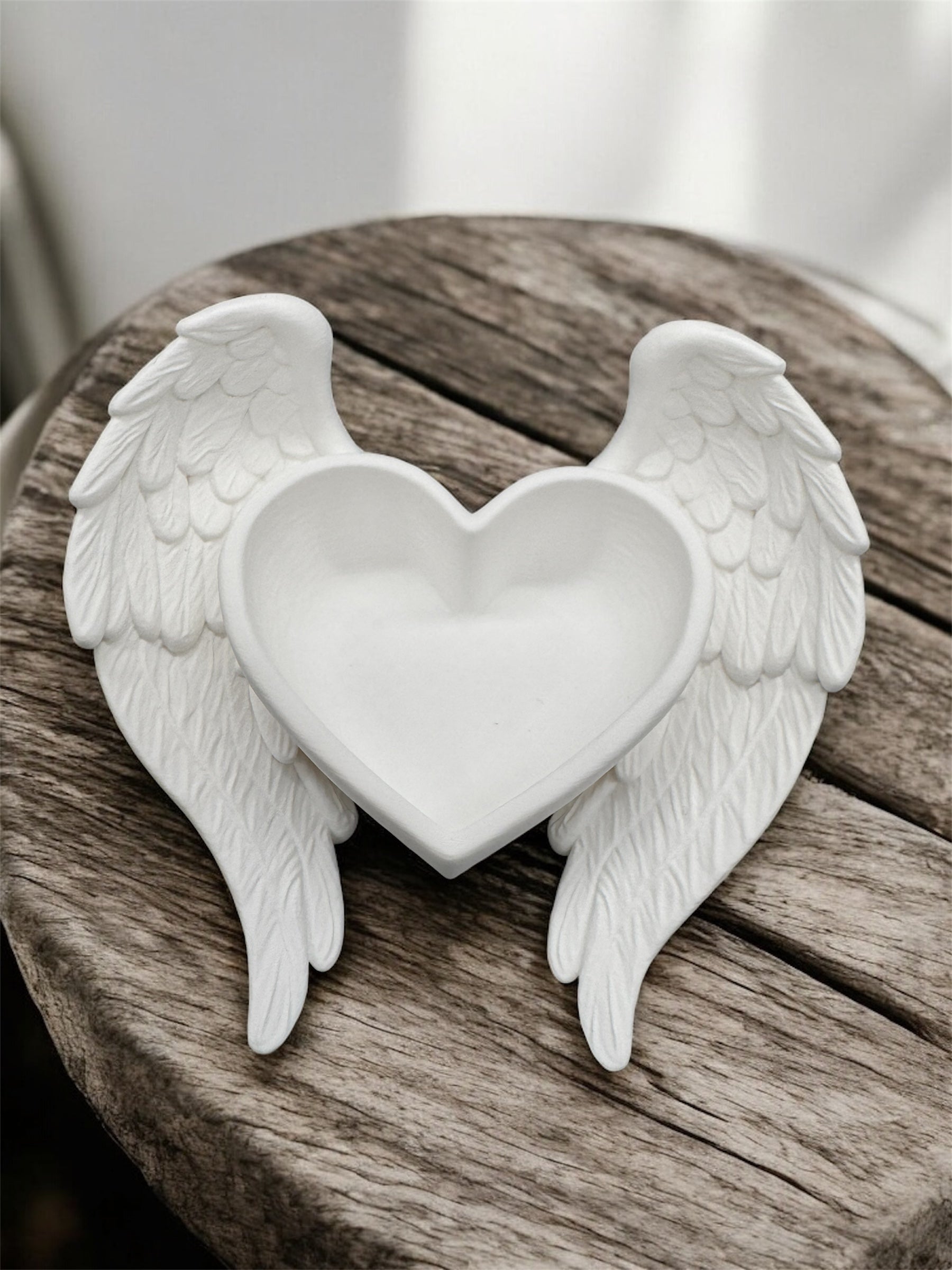 Herzschale mit Engelsflügeln 3D-Druck Ablage Weiß von fks-design - romantische Schmuck Aufbewahrung


